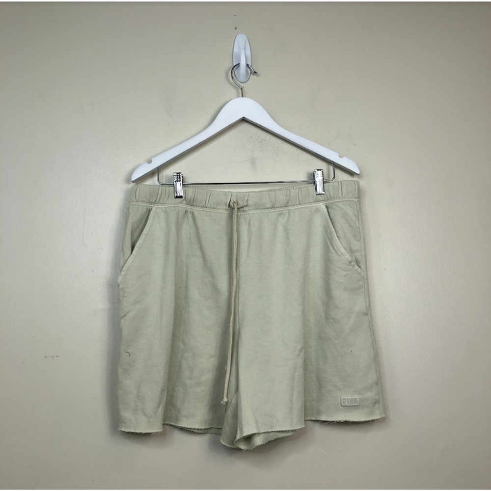 Victoria's Secret PINK Women's Pull-On Varsity Lounge Shorts Beige L, $35 NWT